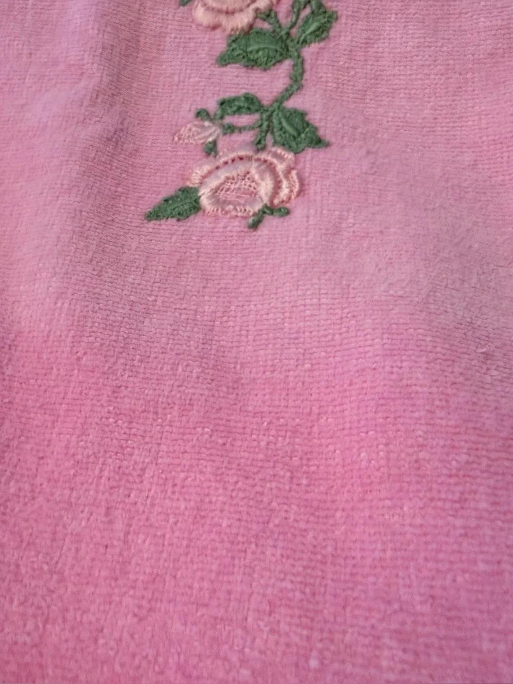 Vintage Martex pink embroidered floral hand towel. (Light fading)